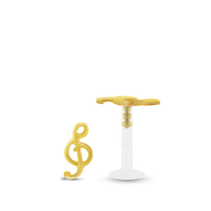 Piercing tragus en or jaune motif clef de sol