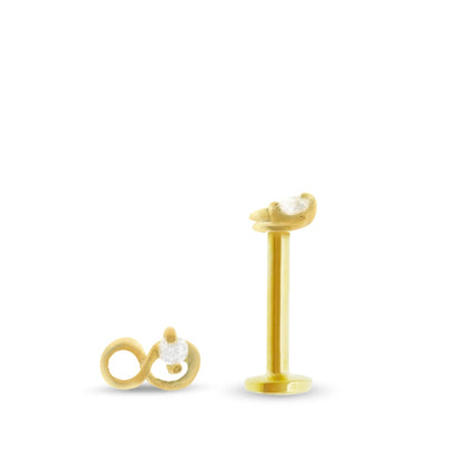 Piercing tragus infini en or jaune 18 carats vissable