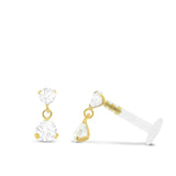 Piercing de tragus en or jaune 18 carats avec pendentif serti d’un oxyde de zirconium