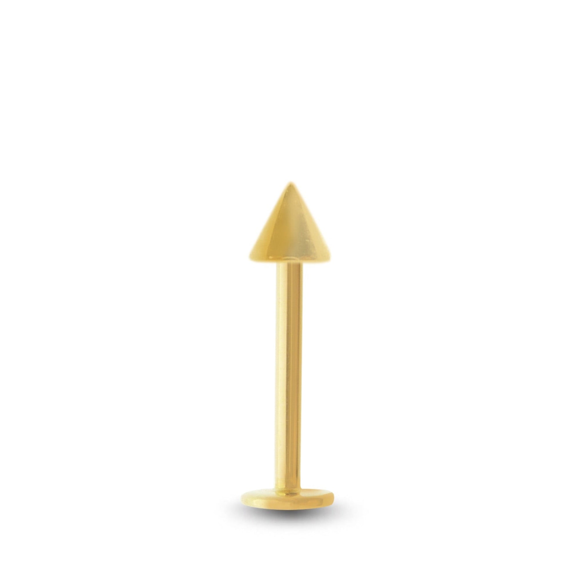 Piercing de tragus avec barre labret et pic vissable en or jaune 18 carats