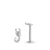 Scorpion tragus piercing in 18k white gold (screwable)