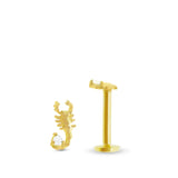 Piercing de tragus scorpion en or jaune 18 carats vissable