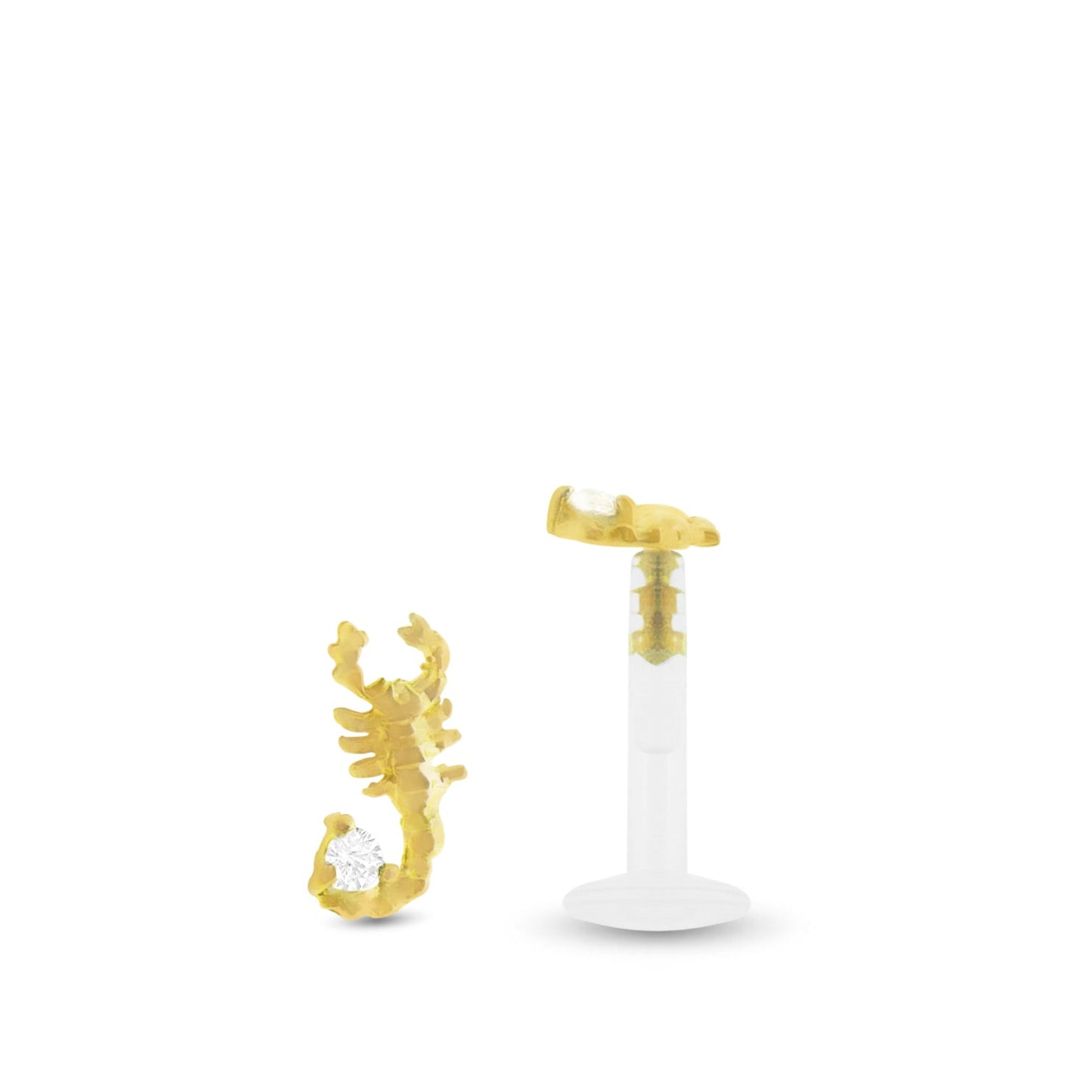 Piercing de tragus motif scorpion en or jaune 18 carats