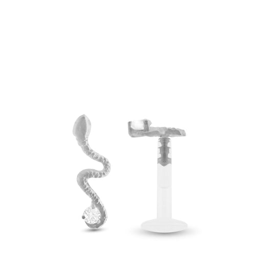 Piercing de tragus motif serpent en or blanc 18 carats