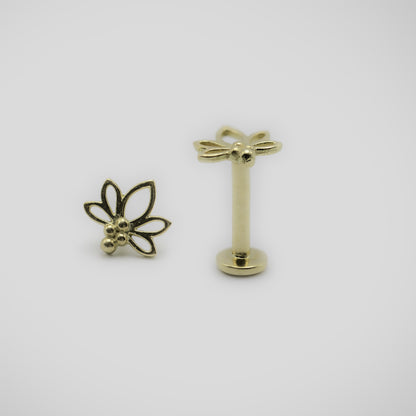 Piercing hélix or jaune  18 carats fleur de lotus