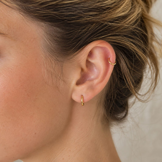 Piercing lobe anneau or jaune 18 carats