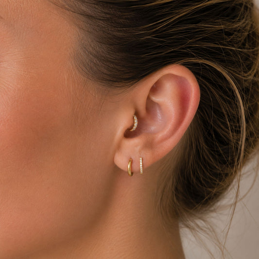 Piercing tragus anneau clicker or jaune 18 carats zirconium premium