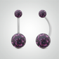 Piercing de nombril en or blanc et cristal de Swarovski (petit modèle)