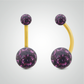 Piercing de nombril en or jaune et cristal de Swarovski(petit modèle)
