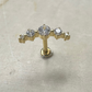 Piercing cartilage barrette courbée or jaune avec zircons