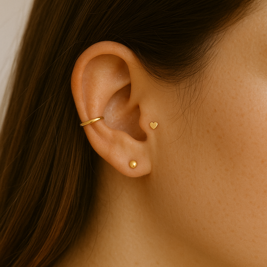 Piercing tragus coeur plein en or jaune