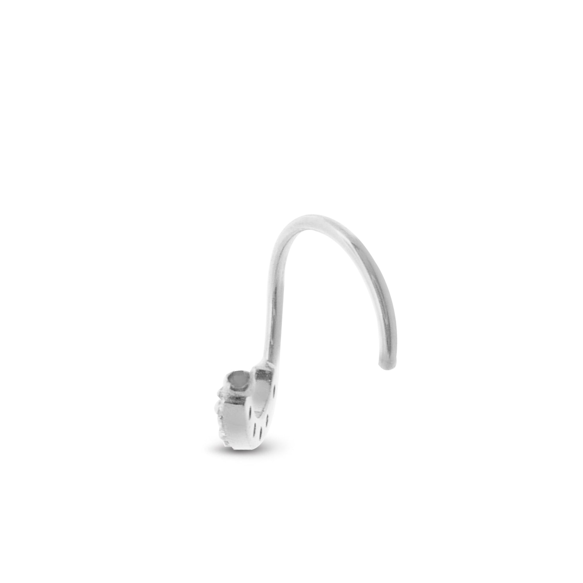 Piercing hélix en or blanc, anneau à pose simple, orné de zircons élégants.