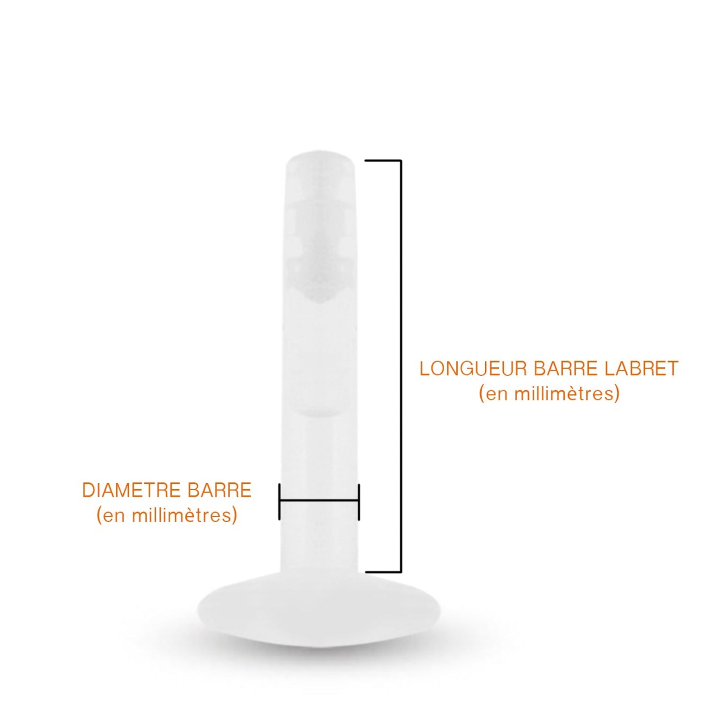 Labret en bioplast de différentes longueurs