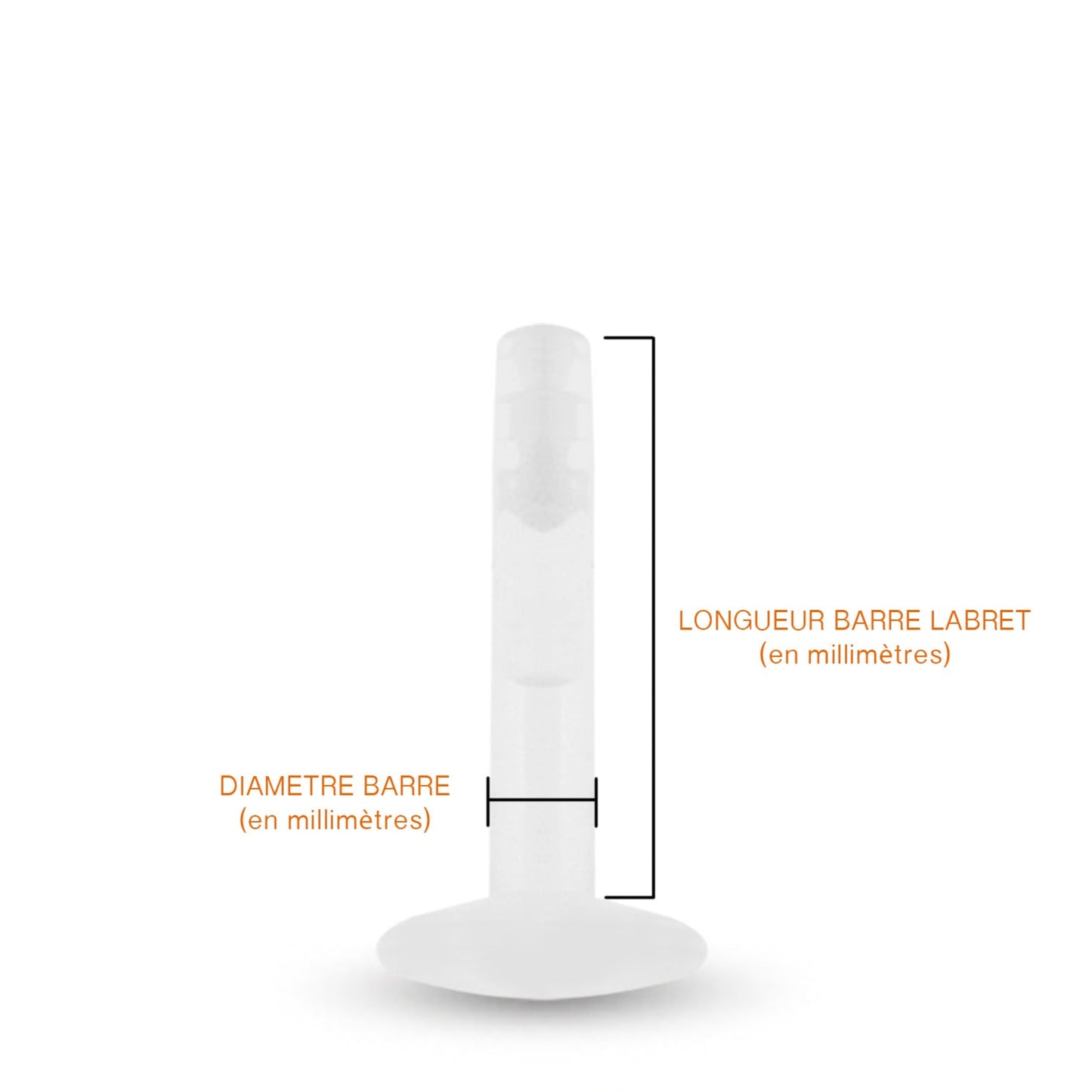 Labret en bioplast de différentes longueurs