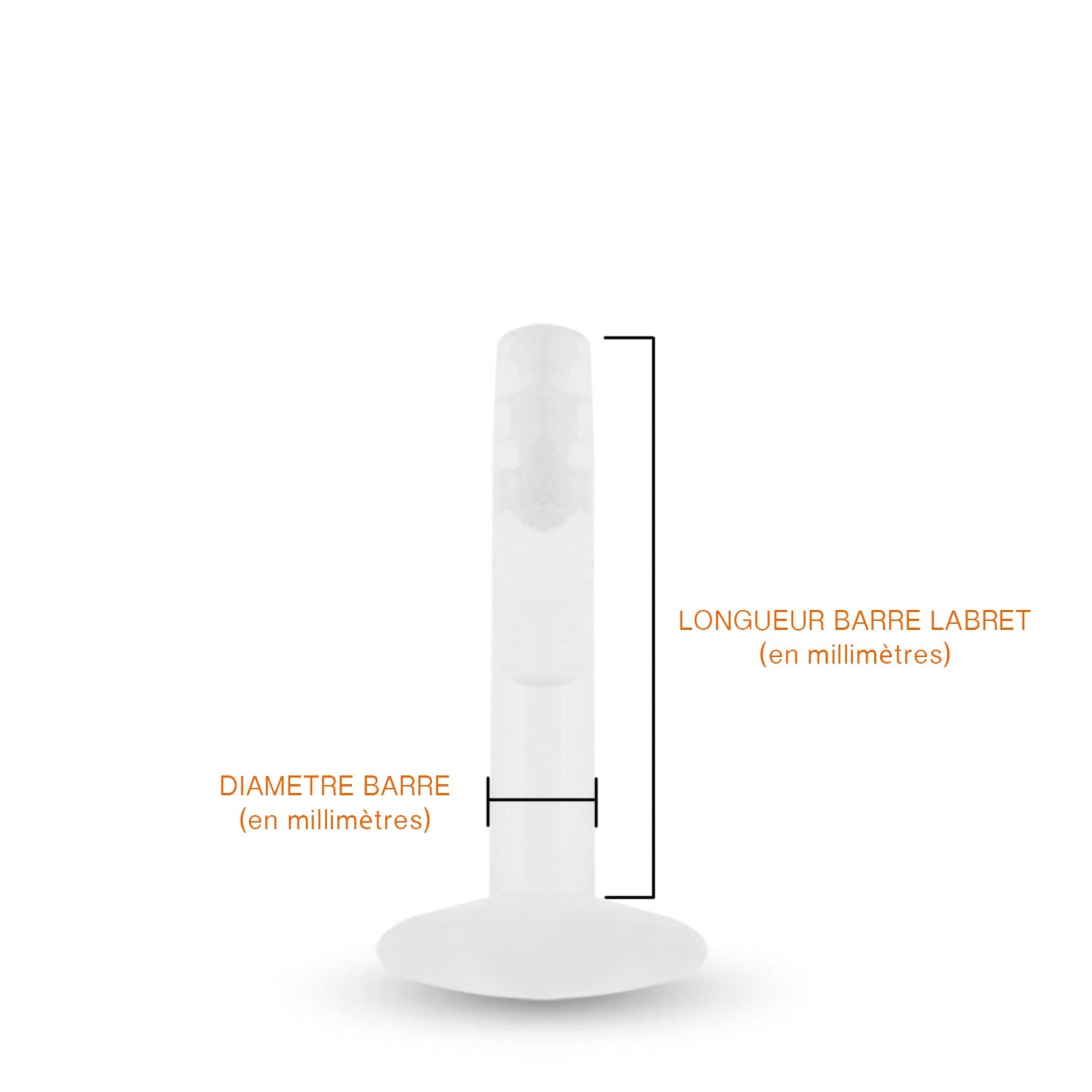 Labret en bioplast de différentes longueurs