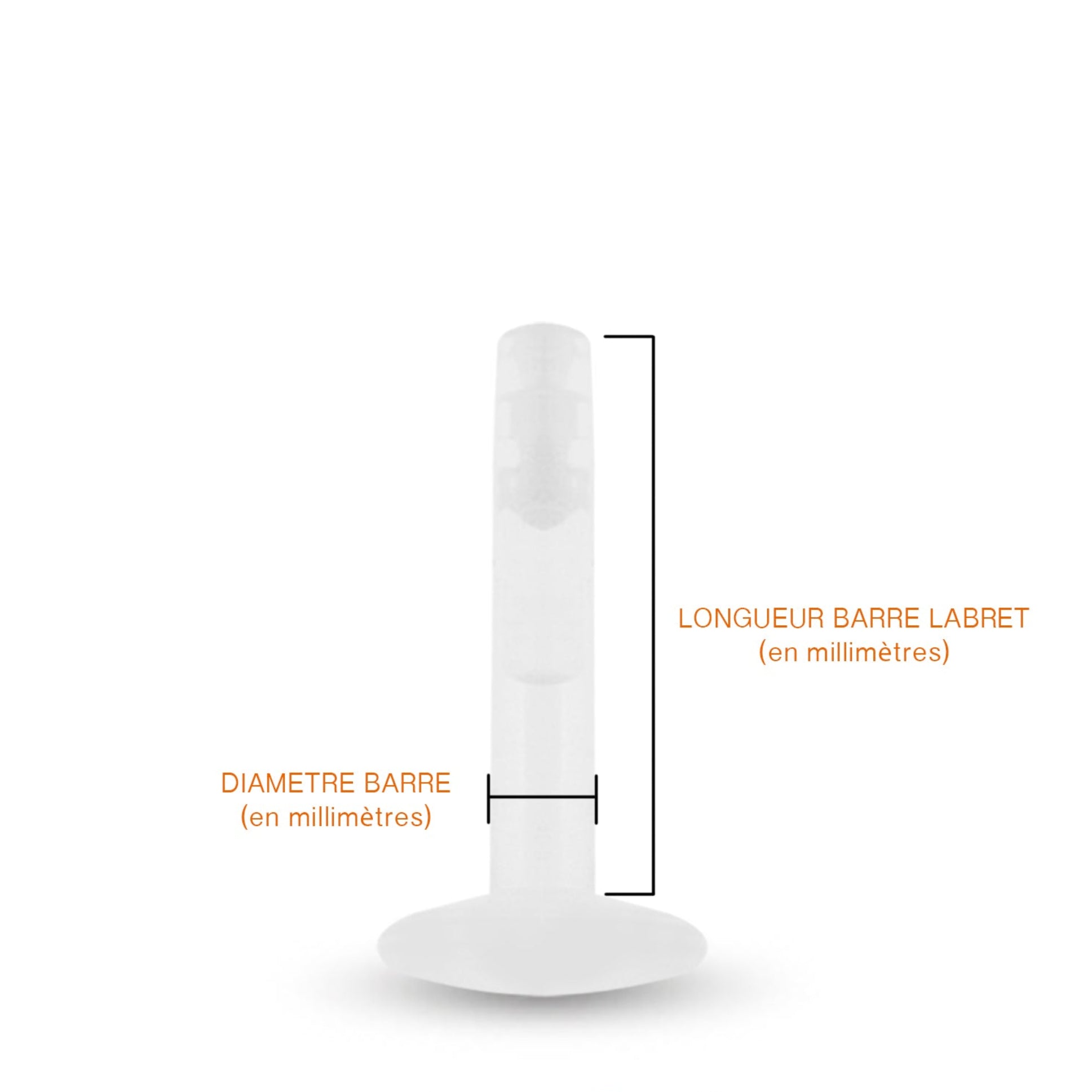 Labret en bioplast de différentes longueurs