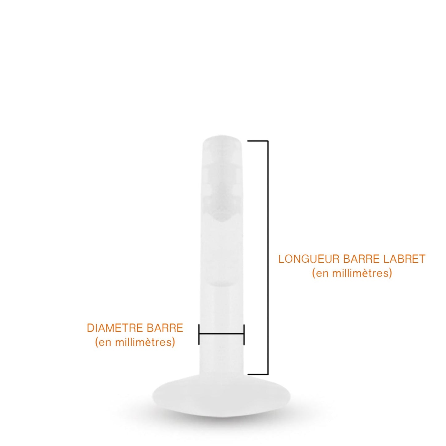 Labret en bioplast de différentes longueurs