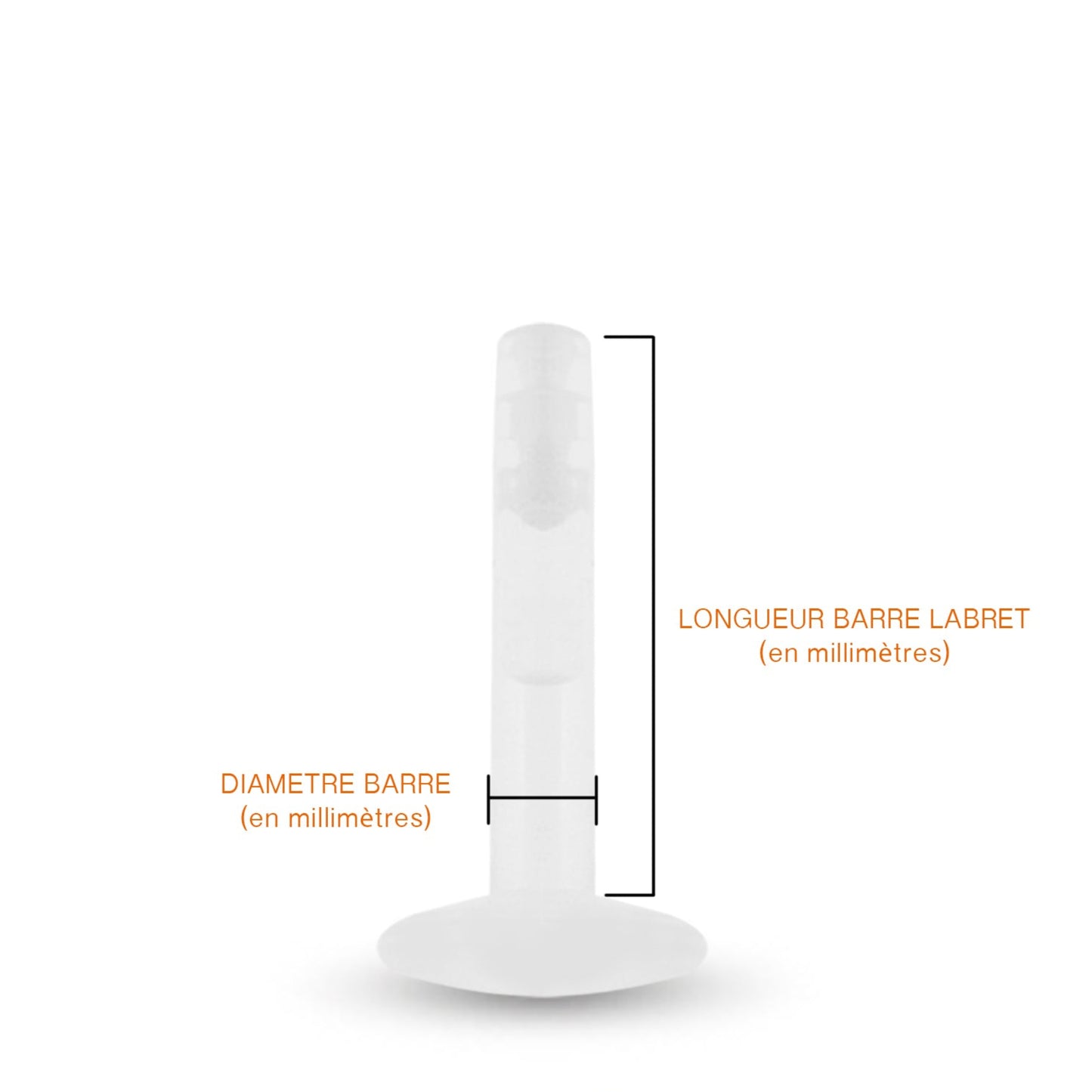 Labret en bioplast de différentes longueurs