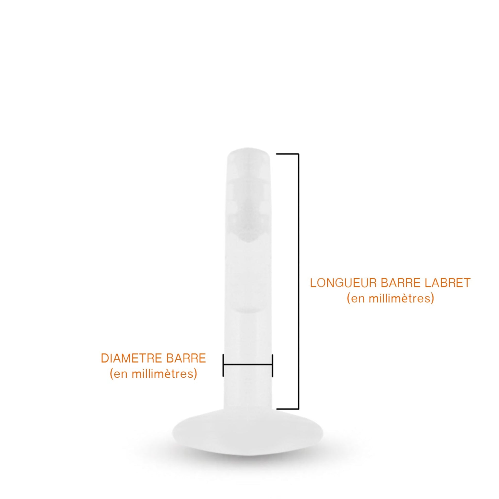 Labret en bioplast de différentes longueurs