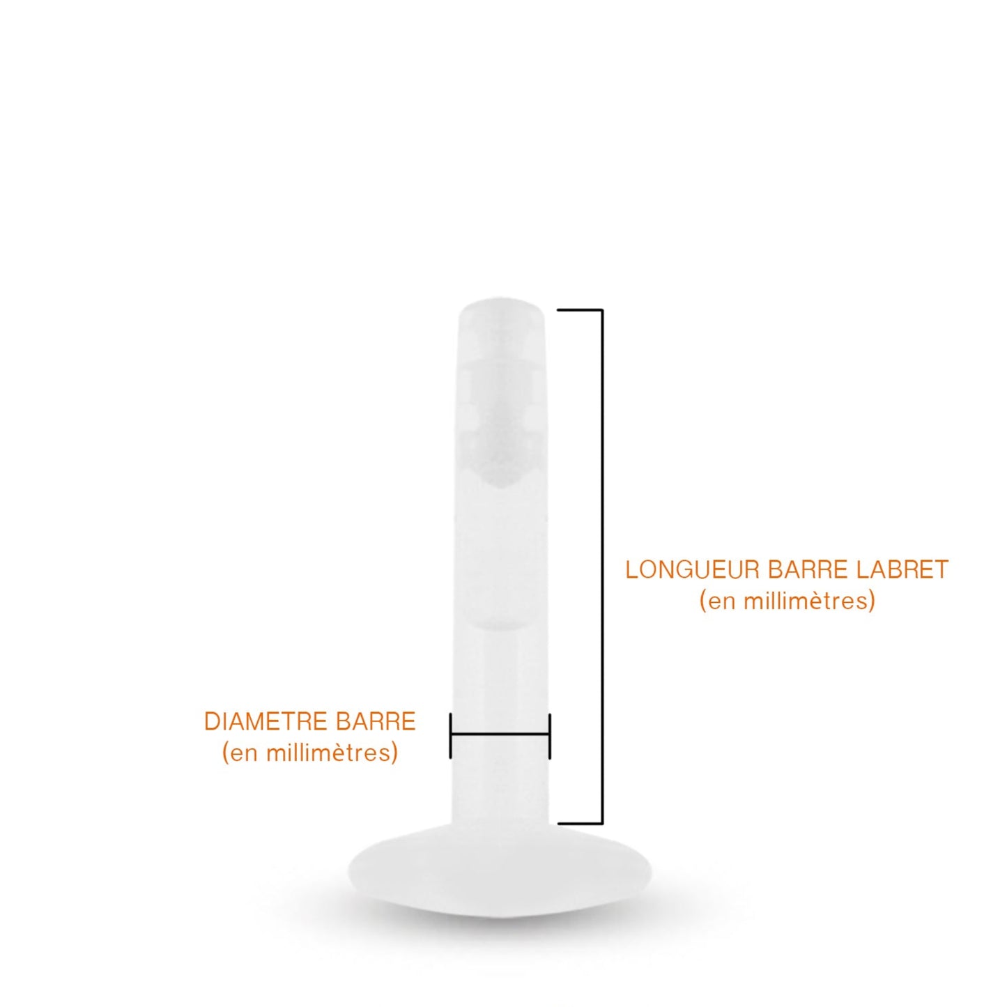 Labret en bioplast de différentes longueurs