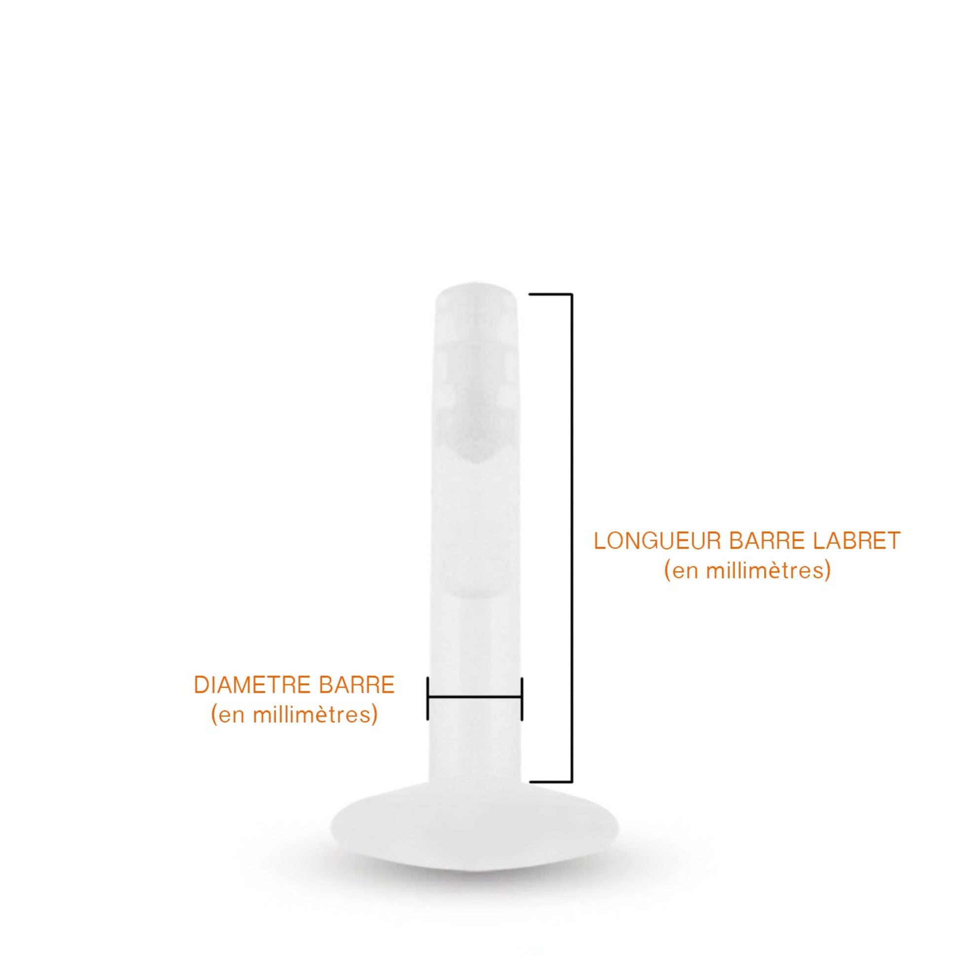 Labret en bioplast de différentes longueurs