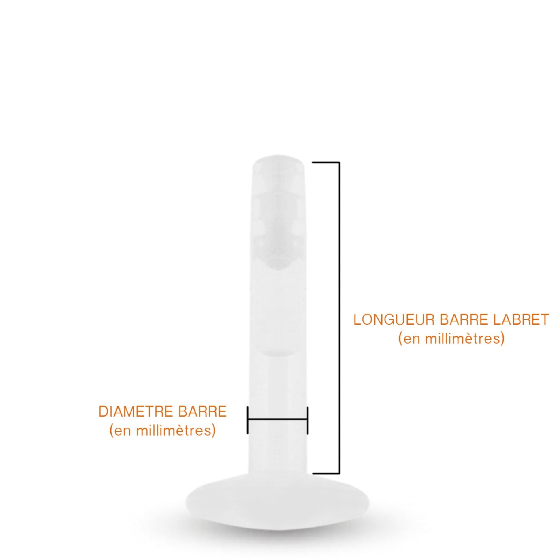 Labret en bioplast de différentes longueurs