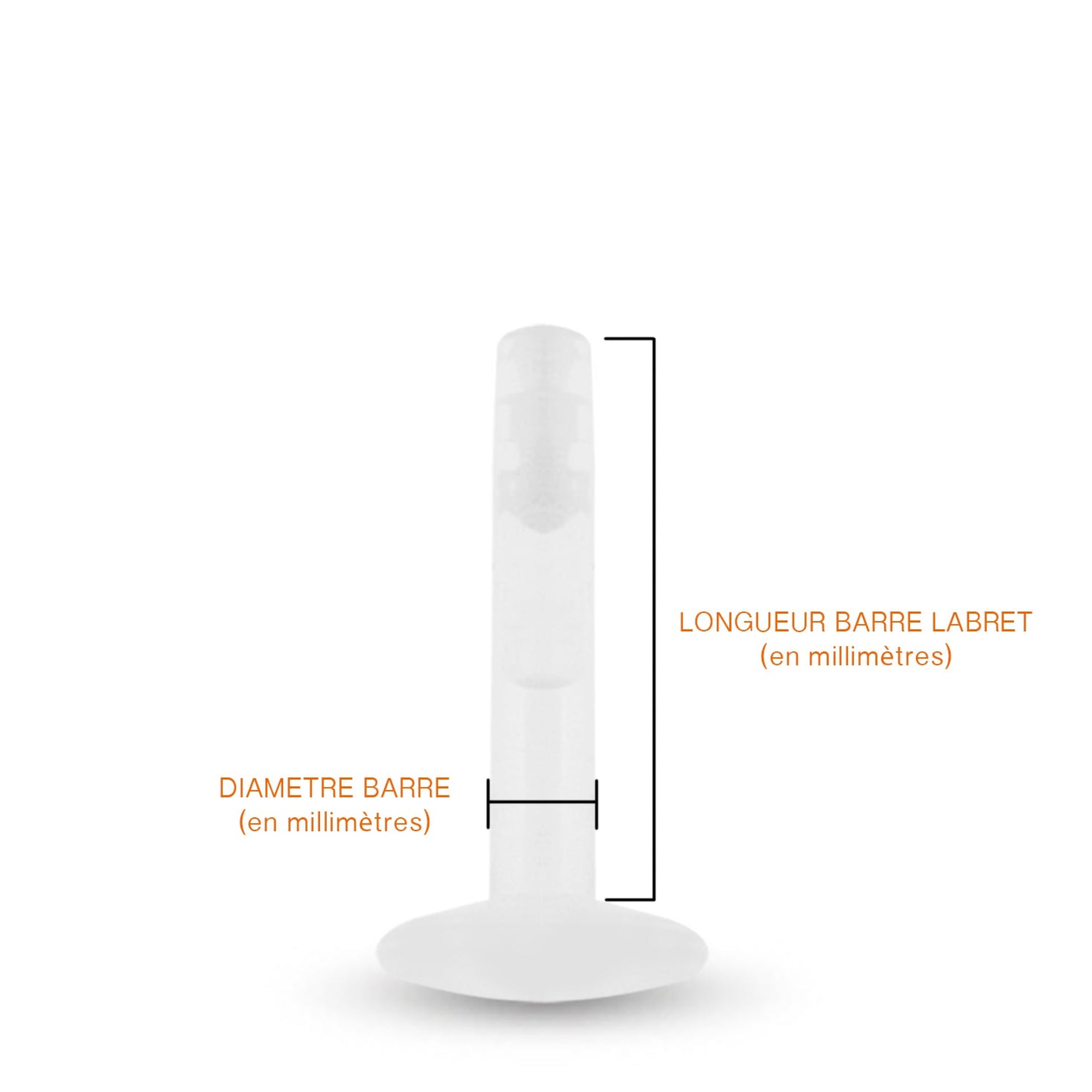 Labret en bioplast de différentes longueurs
