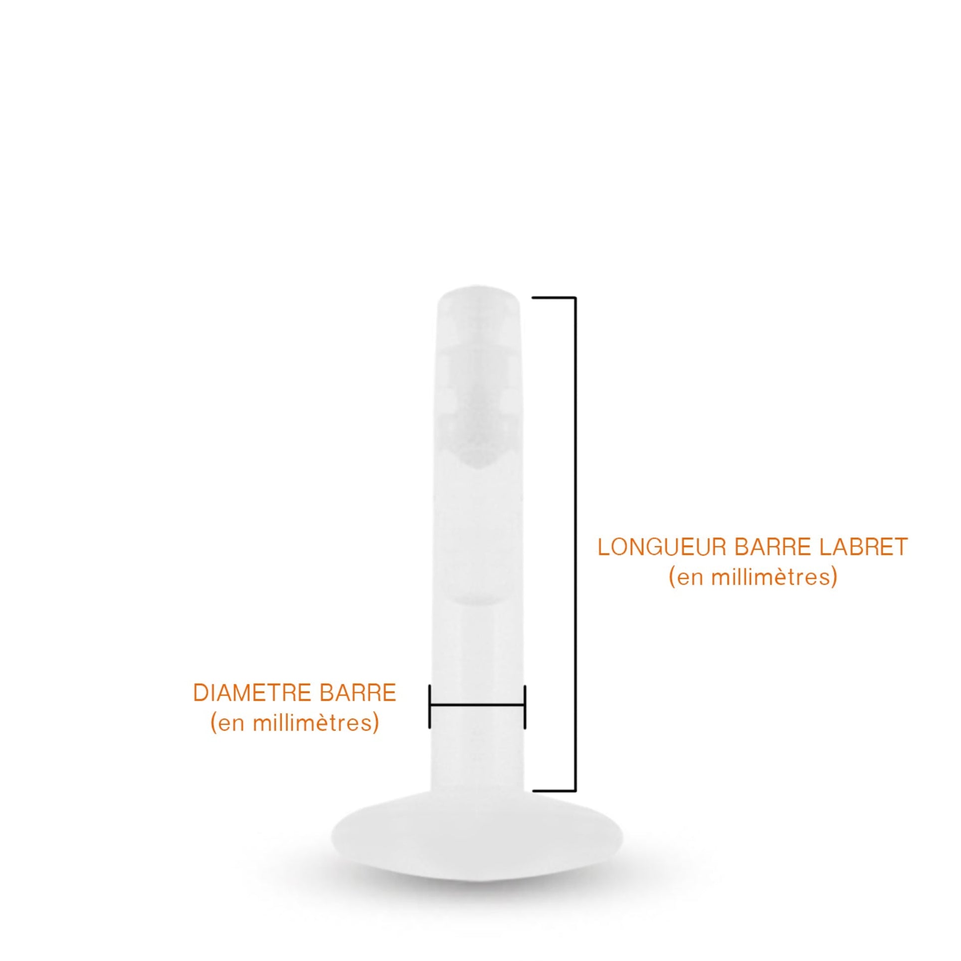 Labret en bioplast de différentes longueurs