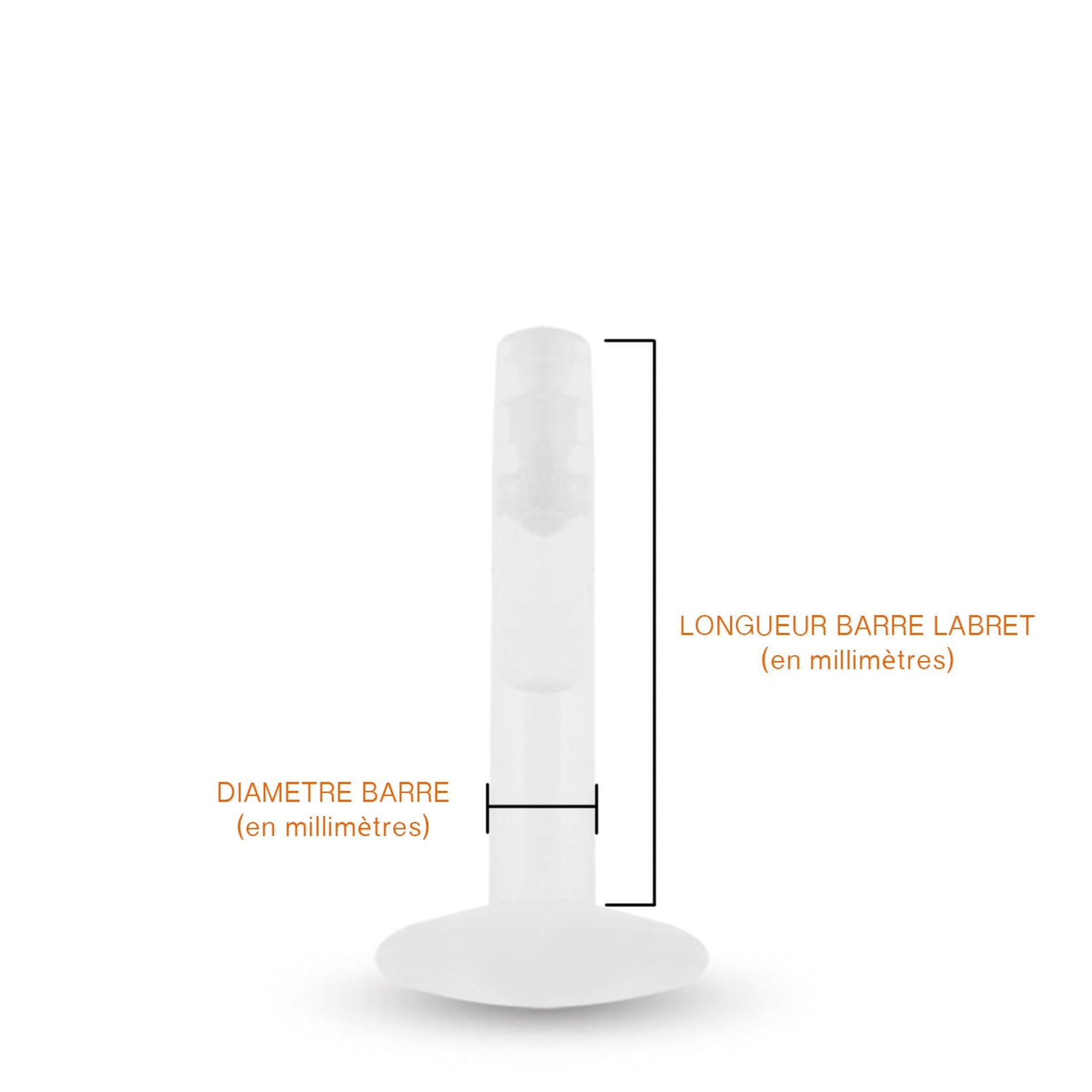 Labret en bioplast de différentes longueurs