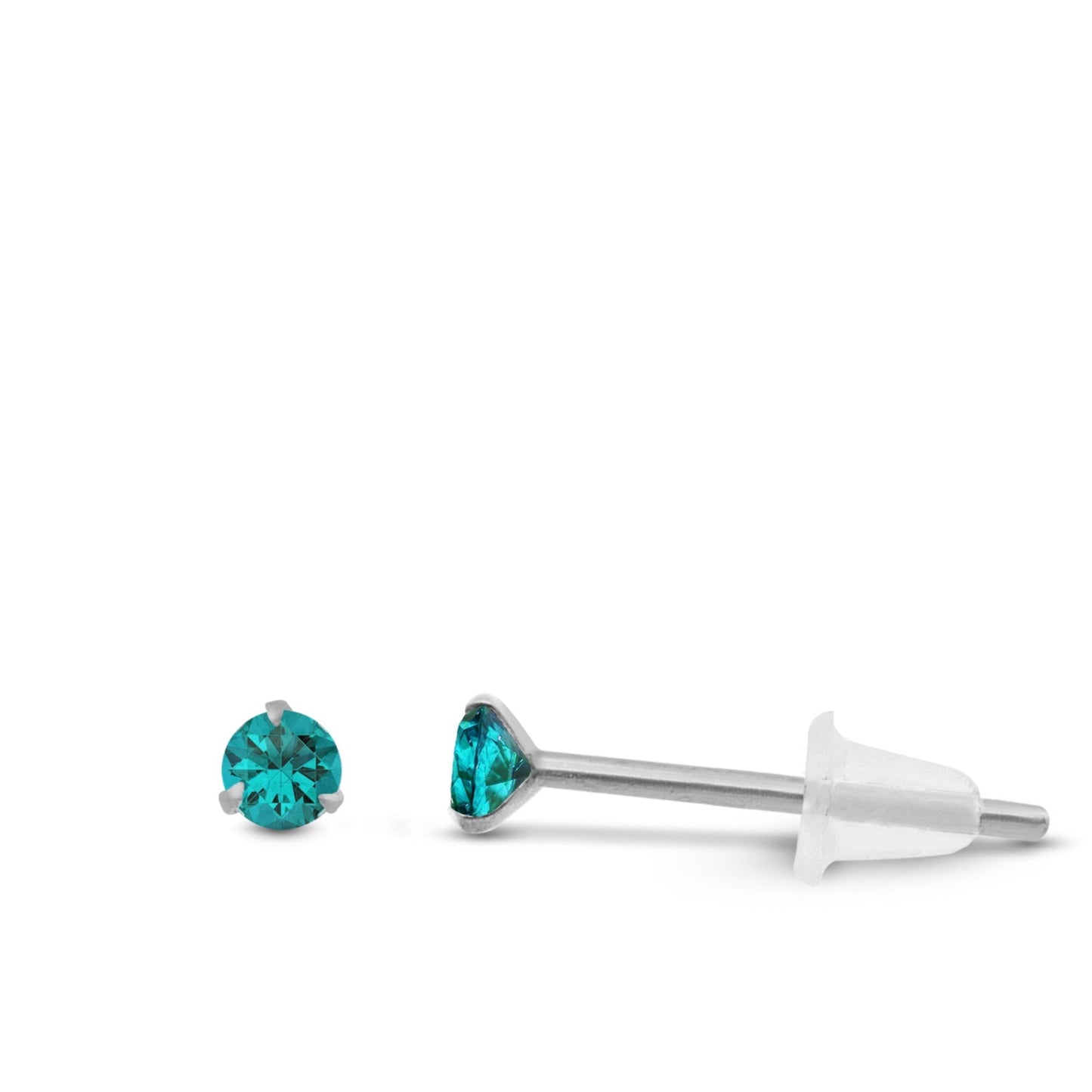 Boucle d’oreille élégante en or blanc avec zircon turquoise brillant