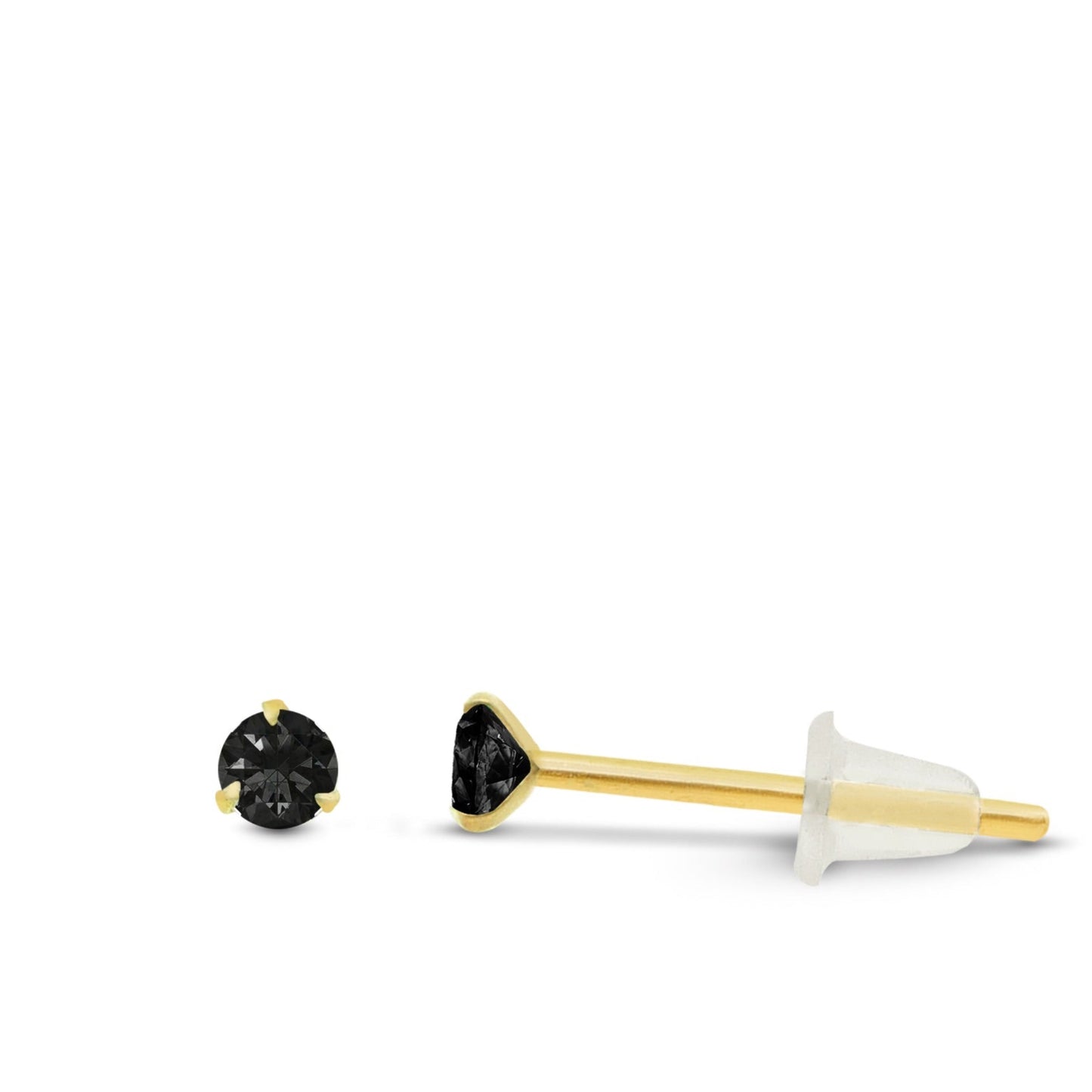 Boucle d’oreille élégante en or jaune avec zircon noir brillant