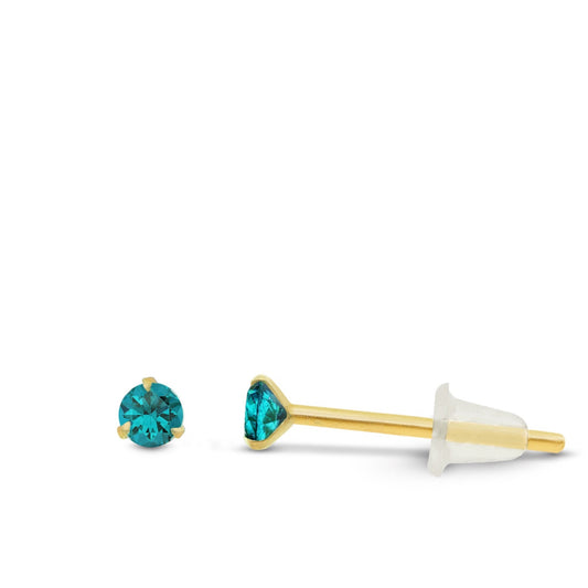 Boucle d’oreille élégante en or jaune avec zircon turquoise brillant