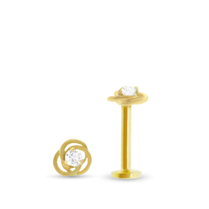 Boucle d’oreille en or jaune avec rose (fleur) à visser