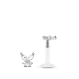 Piercing hélix papillon en or blanc 18 carats avec oxydes de zirconium blancs