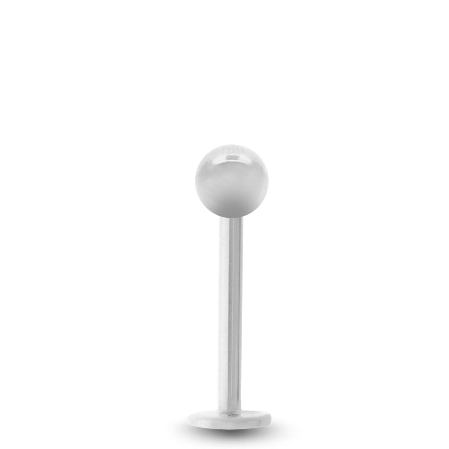 Piercing labret en or blanc 18 carats avec boule – 1,2 mm