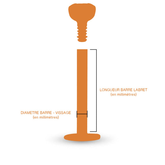 Piercing labret en or jaune 18 carats, doté d’un pas de vis interne