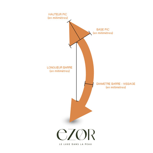 Piercing d'arcade barre courbe en or blanc avec pics (1,2mm)