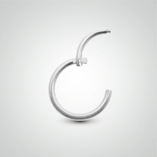 Piercing téton anneau: clicker en or blanc (pose manuelle, 1,6mm)