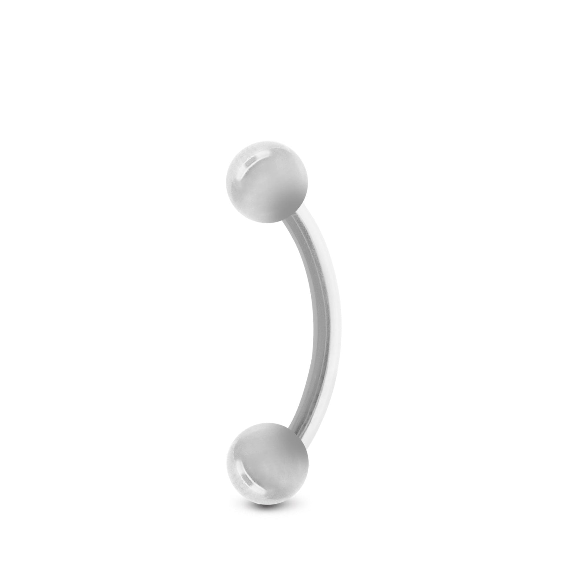 Barre courbe avec deux boules vissables en or blanc pour le piercing d’arcade
