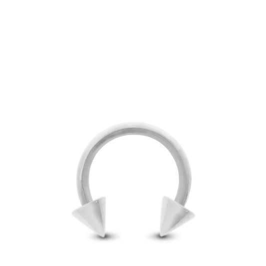 Piercing fer à cheval et pics en or blanc à visser pour le piercing d’arcade