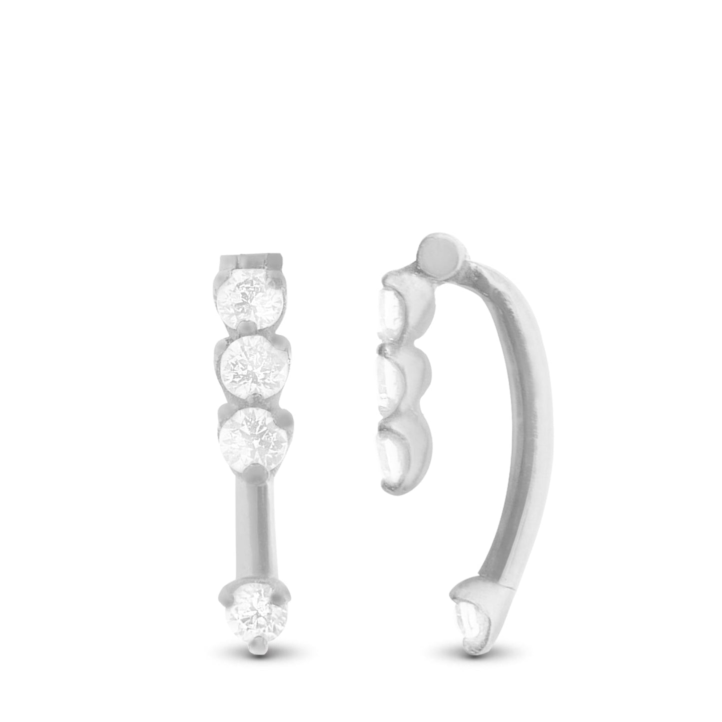 Piercing d’arcade en or blanc 18 carats serti de quatre zircons