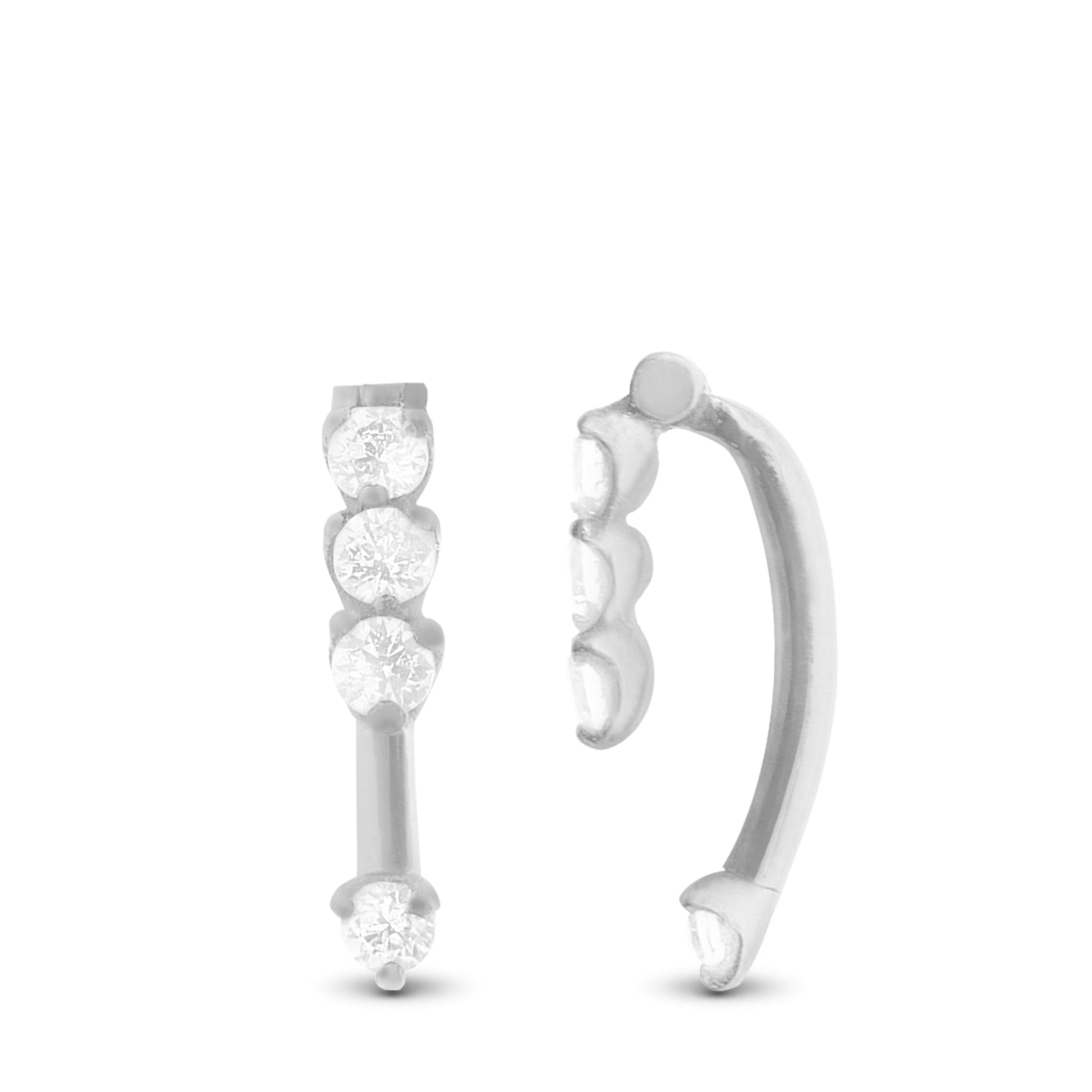 Piercing d’arcade en or blanc 18 carats serti de quatre zircons