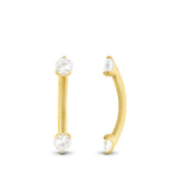 Piercing arcade or jaune 18 carats deux zircons 2 mm