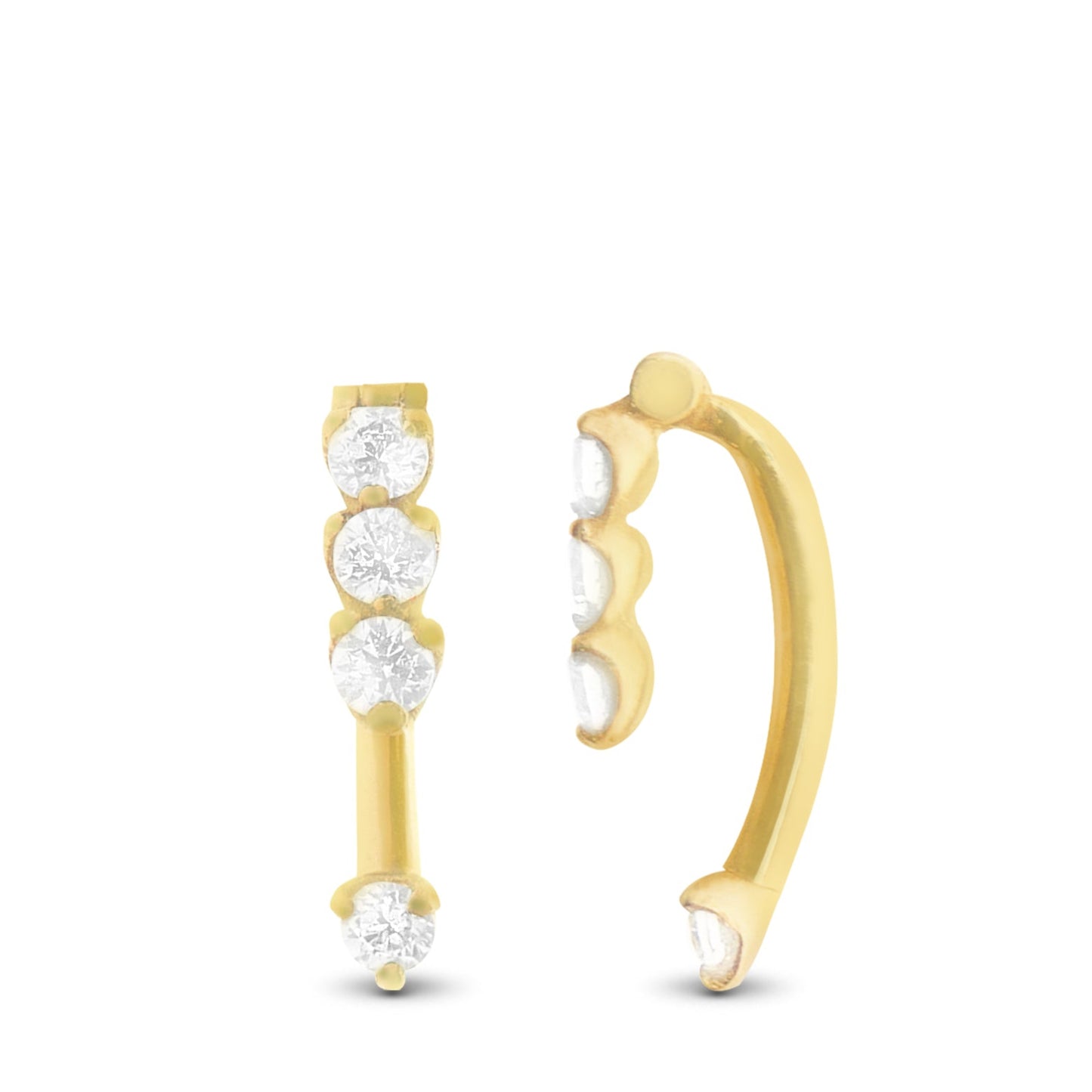 Piercing d’arcade en or jaune 18 carats avec quatre zircons sertis