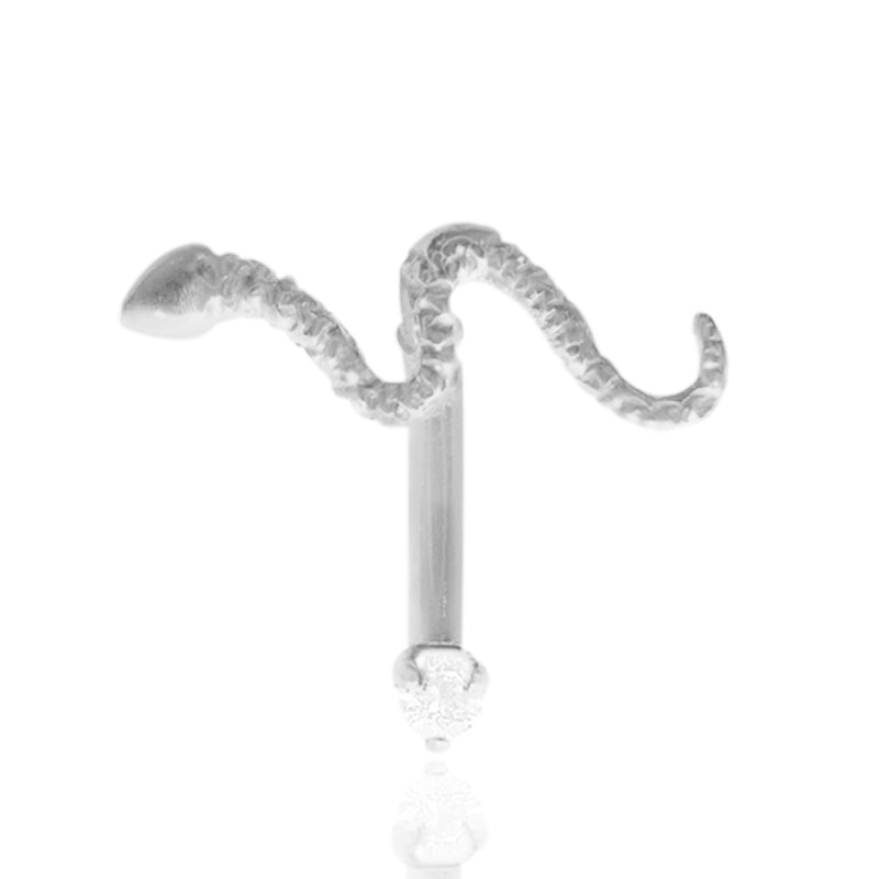 Piercing arcade serpent en or blanc 18 carats avec zircon
