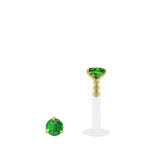 Piercing or jaune avec oxyde de zirconium vert