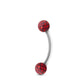  Piercing barre courbe en or blanc, orné de boules vissables en avec cristaux rouges