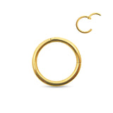 Yellow gold clicker ring (hand-set) for daith and rook