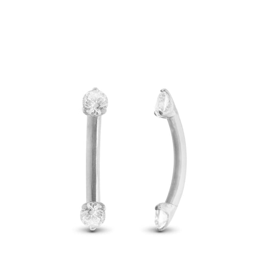 Piercing daith et rook en or blanc 18 carats avec diamant 0,05 carat