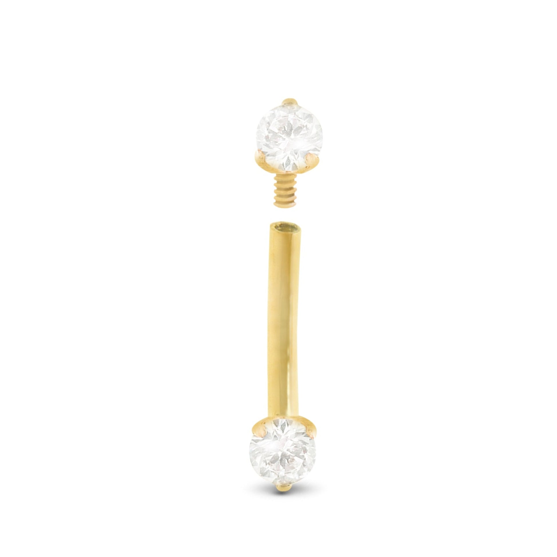 Piercing daith et rook en or jaune 18 carats avec diamant 0,05 carat dévissé
